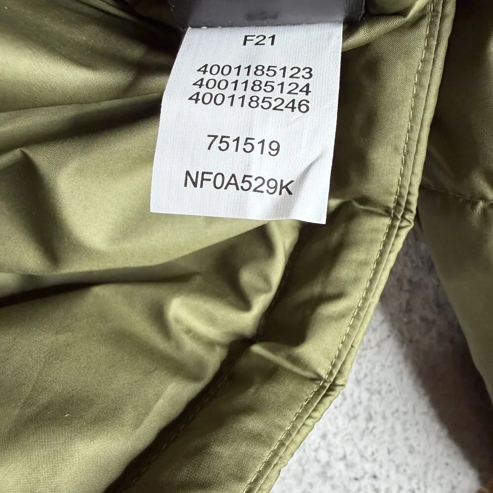 THE NORTH FACE Puffer Jacket Men Small Burnt Olive Green Everyday Insulated Logo